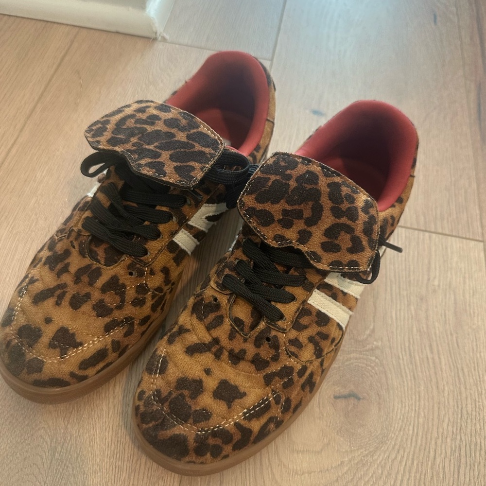 Leopard Print Sneakers with Red Interior